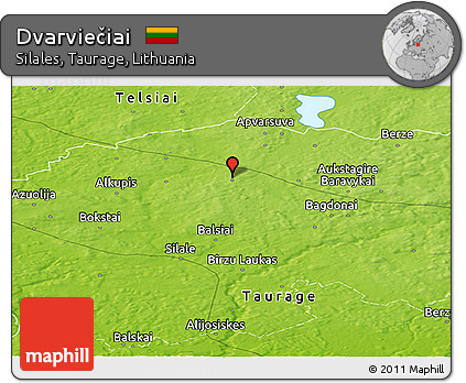 Physical Panoramic Map of Dvarviečiai