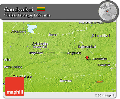 Physical Panoramic Map of Gaudvaišai