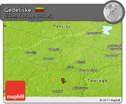 Physical Panoramic Map of Gedėliškė