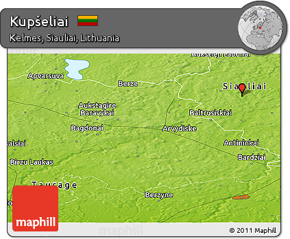 Physical Panoramic Map of Kupšeliai