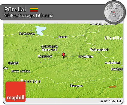 Physical Panoramic Map of Rūteliai