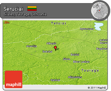 Physical Panoramic Map of Šeručiai