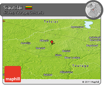 Physical Panoramic Map of Siautilai