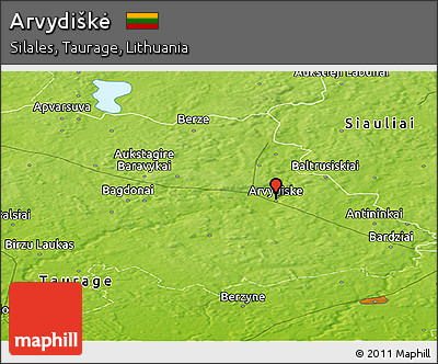 Physical Panoramic Map of Arvydiškė