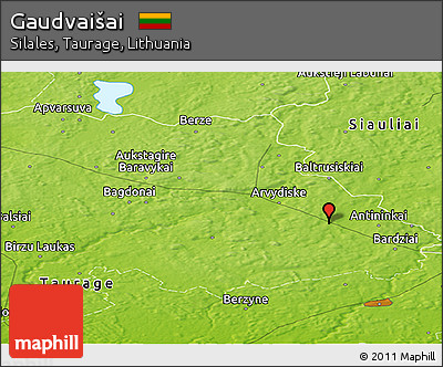 Physical Panoramic Map of Gaudvaišai