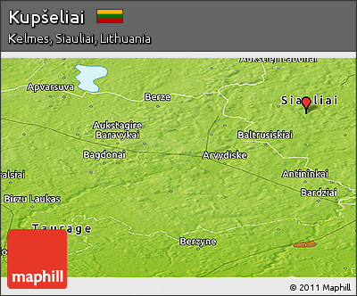 Physical Panoramic Map of Kupšeliai