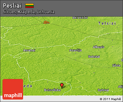 Physical Panoramic Map of Pesliai