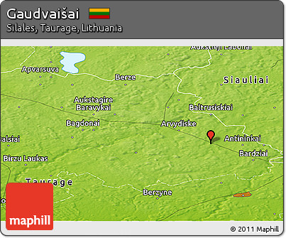 Physical Panoramic Map of Gaudvaišai