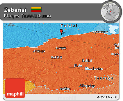 Political Panoramic Map of Žeberiai