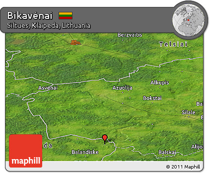 Satellite Panoramic Map of Bikavėnai