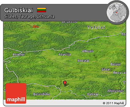 Satellite Panoramic Map of Gulbiškiai