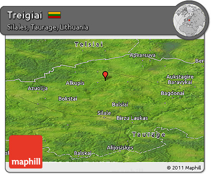 Satellite Panoramic Map of Treigiai