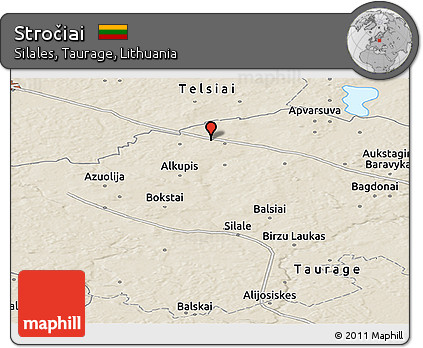 Shaded Relief Panoramic Map of Stročiai