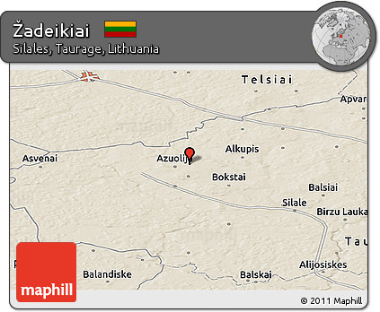 Shaded Relief Panoramic Map of Žadeikiai