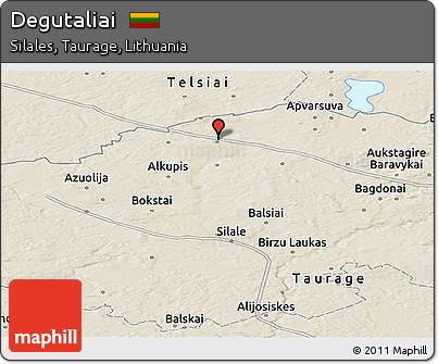 Shaded Relief Panoramic Map of Degutaliai