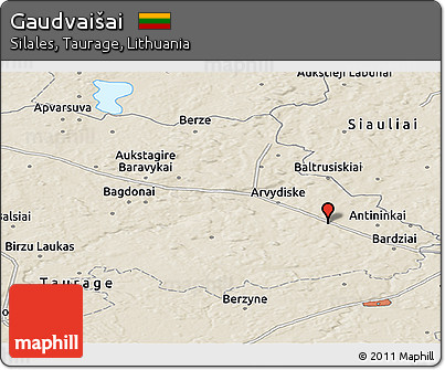 Shaded Relief Panoramic Map of Gaudvaišai