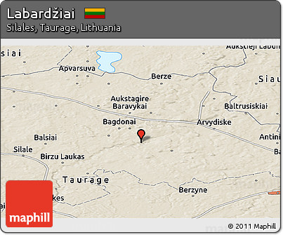Shaded Relief Panoramic Map of Labardžiai