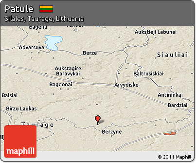 Shaded Relief Panoramic Map of Patulė