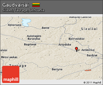 Shaded Relief Panoramic Map of Gaudvaišai