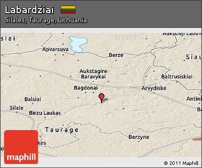 Shaded Relief Panoramic Map of Labardžiai