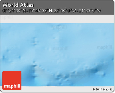 Physical 3D Map of the Area around 55° 34' 4" N, 22° 1' 29" W