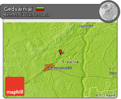 Physical 3D Map of Gedvainiai