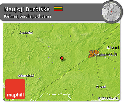 Physical 3D Map of Naujoji Burbiškė