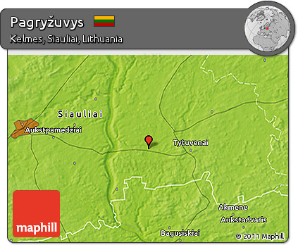 Physical 3D Map of Pagryžuvys