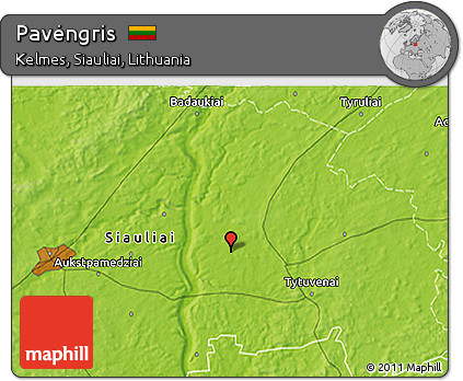 Physical 3D Map of Pavėngris