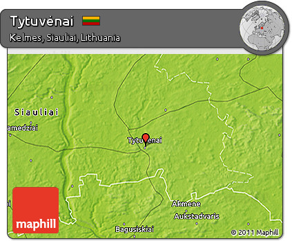 Physical 3D Map of Tytuvėnai