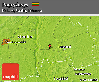 Physical 3D Map of Pagryžuvys