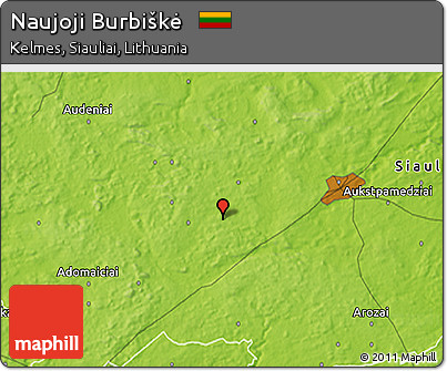 Physical 3D Map of Naujoji Burbiškė