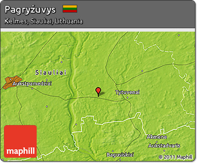 Physical 3D Map of Pagryžuvys
