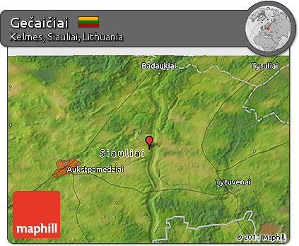 Satellite 3D Map of Gečaičiai