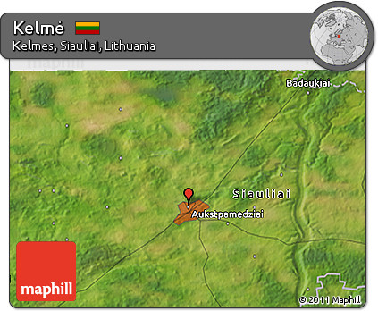 Satellite 3D Map of Kelmė