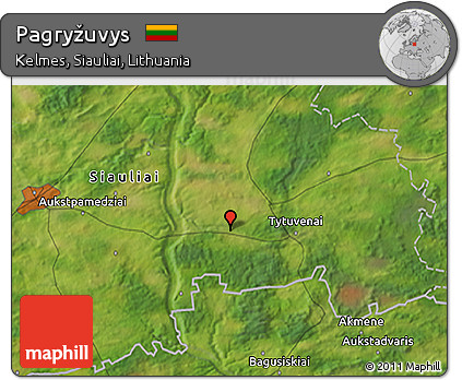 Satellite 3D Map of Pagryžuvys
