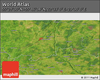 Satellite 3D Map of the Area around 55° 34' 4" N, 23° 1' 29" E