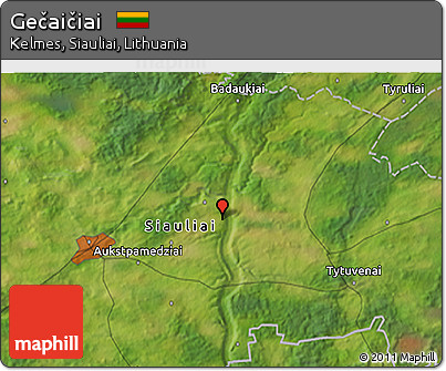 Satellite 3D Map of Gečaičiai