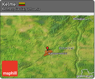 Satellite 3D Map of Kelmė