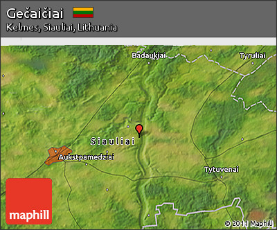 Satellite 3D Map of Gečaičiai