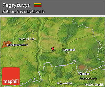 Satellite 3D Map of Pagryžuvys