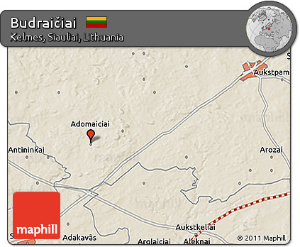 Shaded Relief 3D Map of Budraičiai