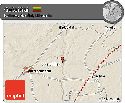 Shaded Relief 3D Map of Gečaičiai