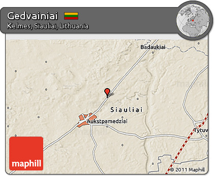 Shaded Relief 3D Map of Gedvainiai