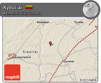 Shaded Relief 3D Map of Kybučiai