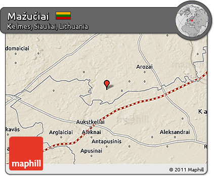 Shaded Relief 3D Map of Mažučiai
