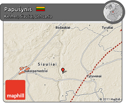 Shaded Relief 3D Map of Papušynis