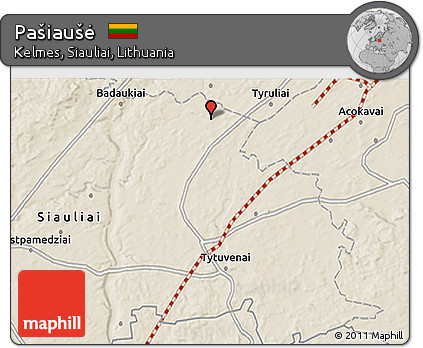 Shaded Relief 3D Map of Pašiaušė