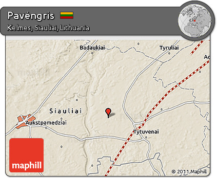 Shaded Relief 3D Map of Pavėngris
