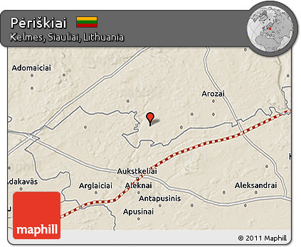Shaded Relief 3D Map of Pėriškiai